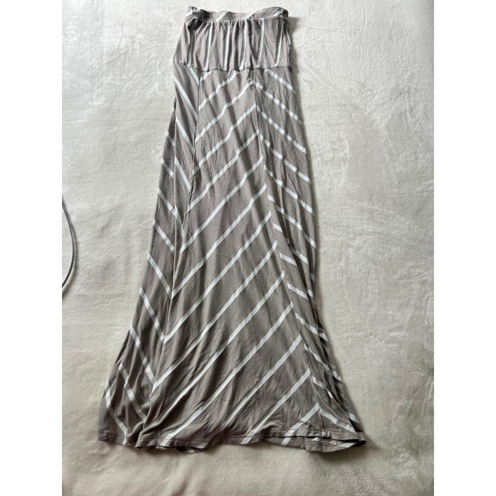 Women's Gray & White Striped Cremieux Maxi Skirt Size XS